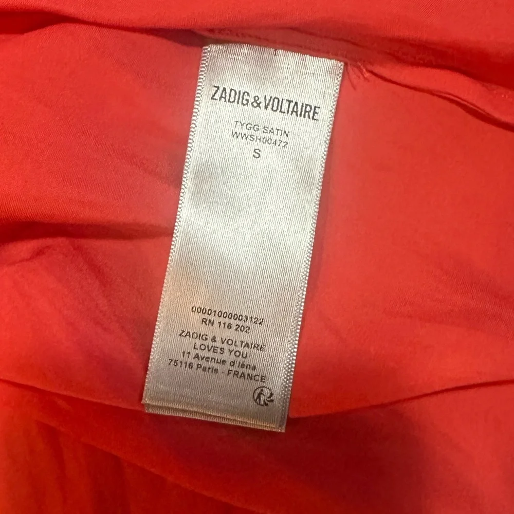 Zadig & Voltaire Tygg Satin Blouse in Red. - Picture 7 of 8